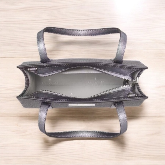 Kate Spade NWT mini tote crossbody bag glitter sparkling Kenzie Candied flower - Picture 3 of 6